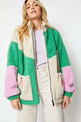 Faux Shearling Patchwork Jacket