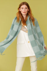 Oversized Cashmere and Wool Checkered Scarf