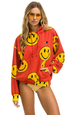Relaxed Pullover Hoodie- Red Smiley