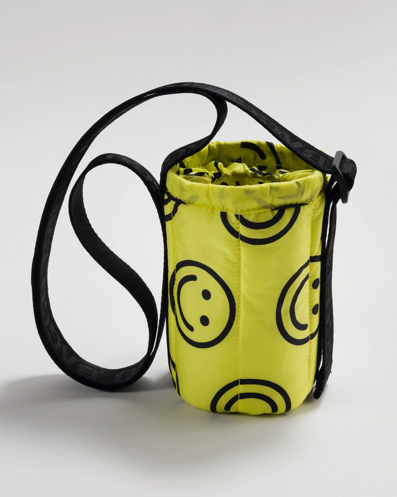 Puffy Water Bottle Sling- Yellow Happy
