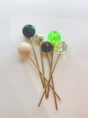 Large Bauble Hairpin - Neon Green