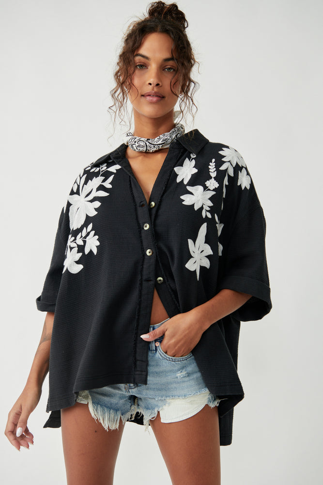 Flowers Embroidered Shirt