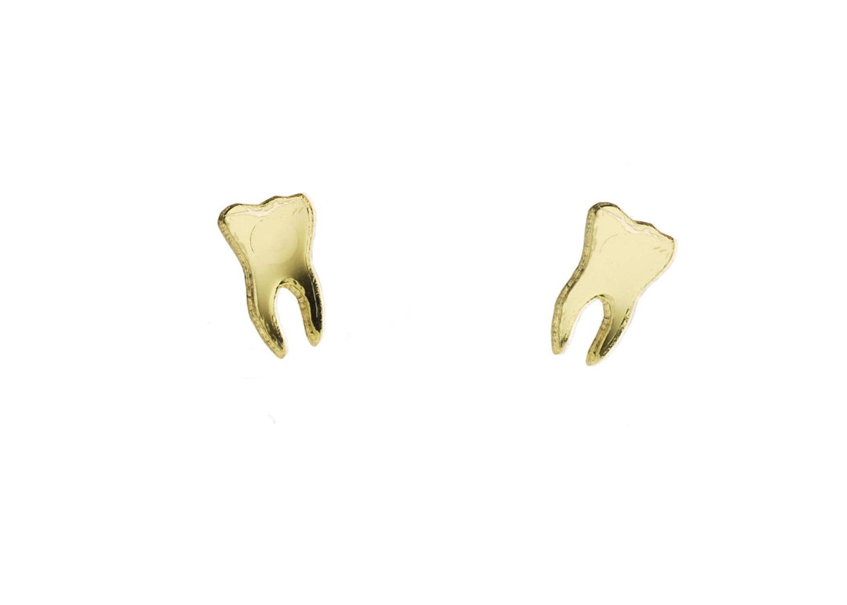 Teeth Studs - Mirror Gold
