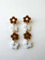 Daisy Chain Earrings White/ Tan