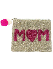 Mom Beaded Coin Purse