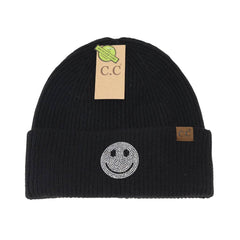 Rhinestone Smiley Face Beanie