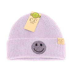 KIDS Rhinestone Smiley Face Beanie