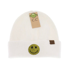 Rhinestone Smiley Face Beanie