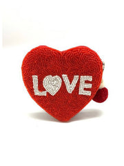 Heart Beaded Coin Purse