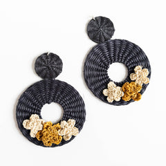 Nuetral Woven Large Flower Studs