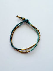 Luna Beaded Stacked Anklet - Aqua/ Dark Teal