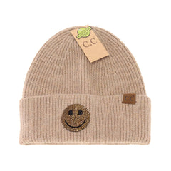 Rhinestone Smiley Face Beanie