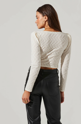 Ruched Long Sleeve Top- Cream